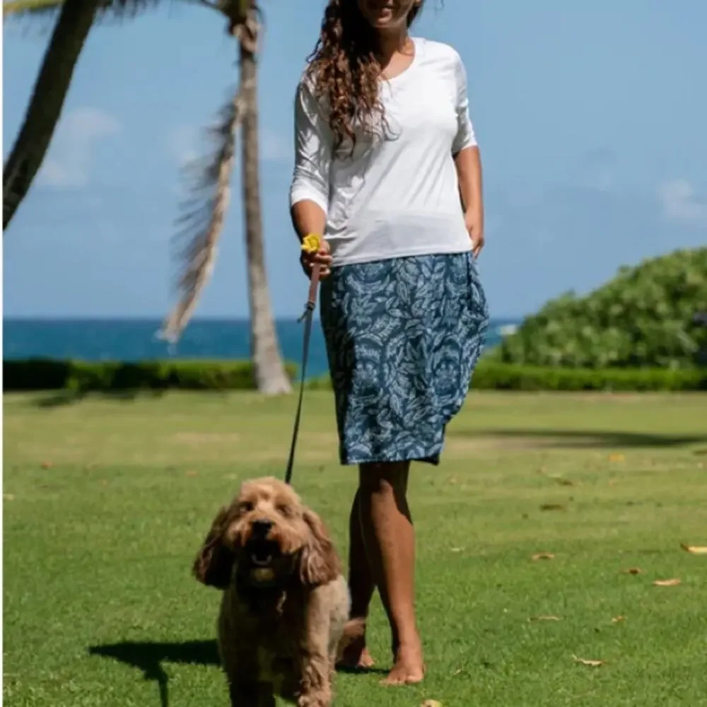 Rip Skirt Blue Rustica Denim Print Adjustable Wrap Waist Lightweight Comfort - Picture 5 of 16